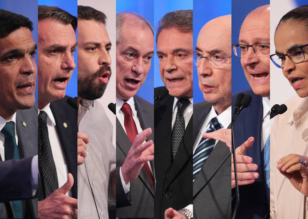 Debate na RedeTV contou com Alvaro Dias (Podemos), Cabo Daciolo (Patriota), Ciro Gomes (PDT), Jair Bolsonaro (PSL), Guilherme Boulos (Psol), Geraldo Alckmin (PSDB), Henrique Meirelles (MDB) e Marina Silva (Rede) FotoDaniel Teixeira/Estadão Debate na RedeTV contou com Alvaro Dias (Podemos), Cabo Daciolo (Patriota), Ciro Gomes (PDT), Jair Bolsonaro (PSL), Guilherme Boulos (Psol), Geraldo Alckmin (PSDB), Henrique Meirelles (MDB) e Marina Silva (Rede) FotoDaniel Teixeira/Estadão